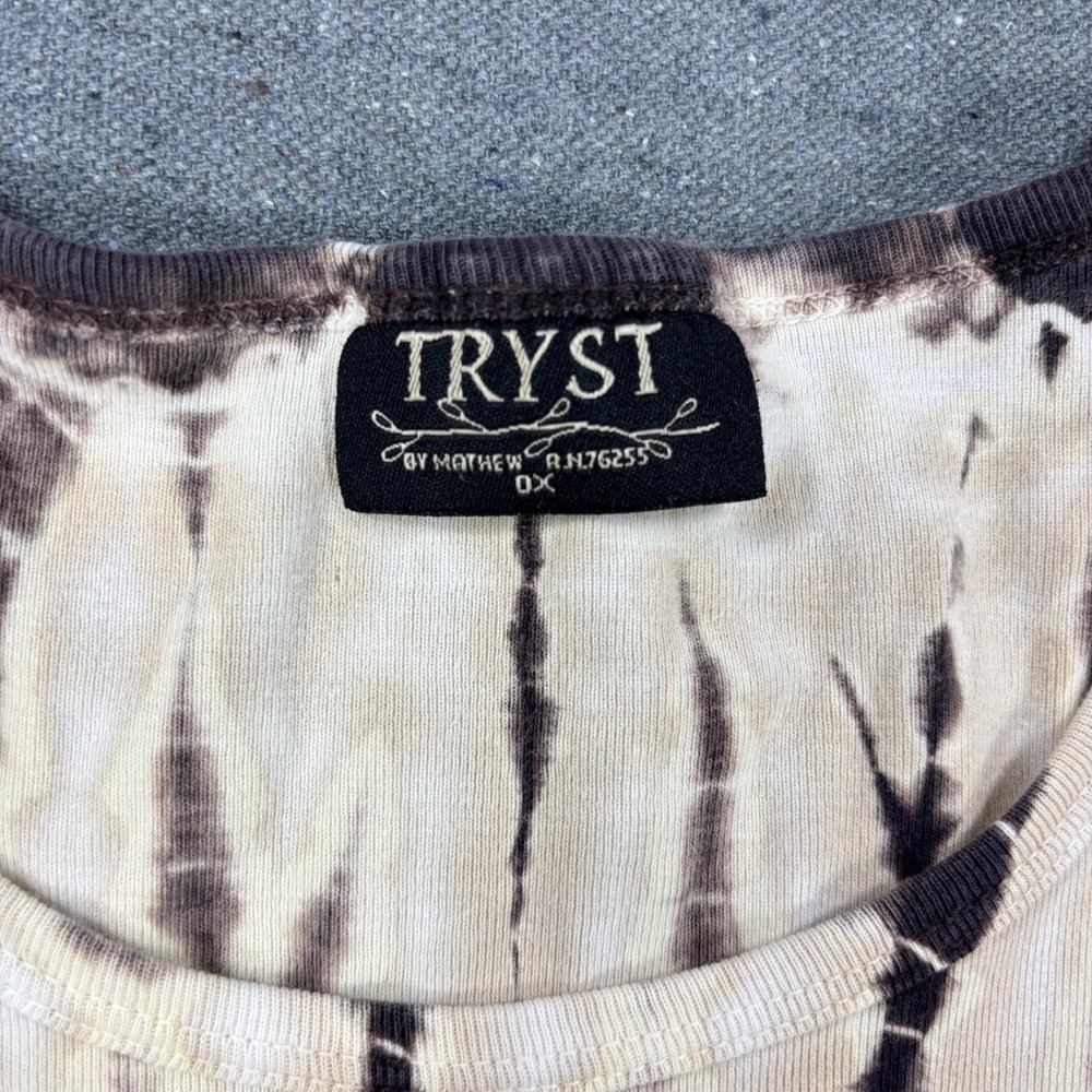 Tryst Top Women Plus Size 0X Orange Turquoise Tie Dye Cotton 3/4 Sleeve 9297TMDS - Picture 3 of 8